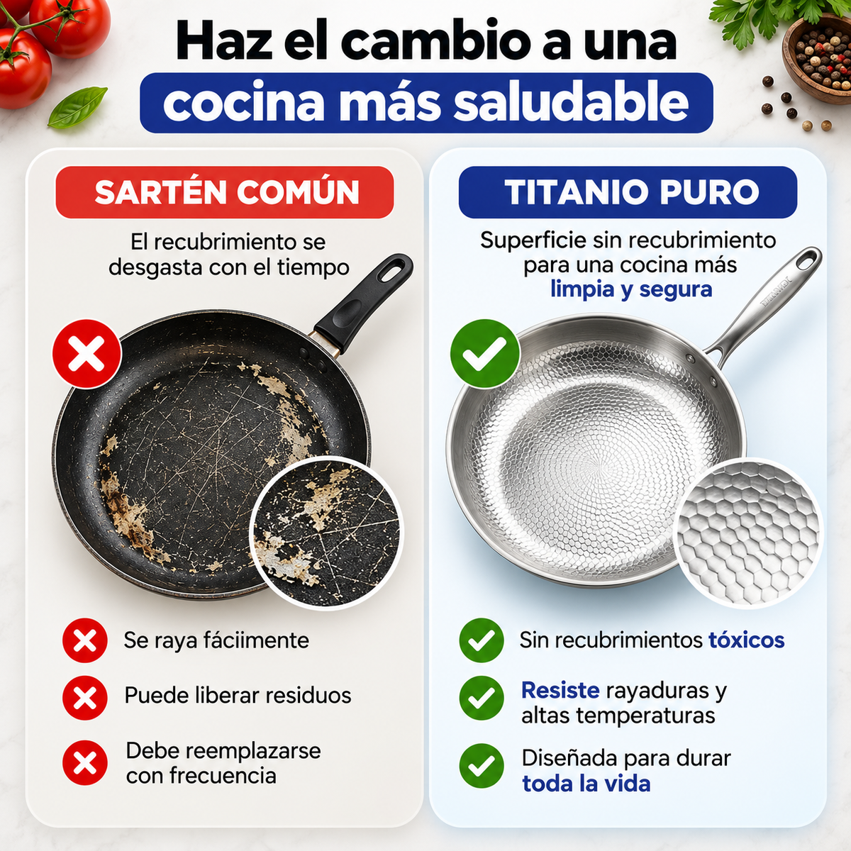 Voranex™ – Sartén de Titanio Puro sin PFAS