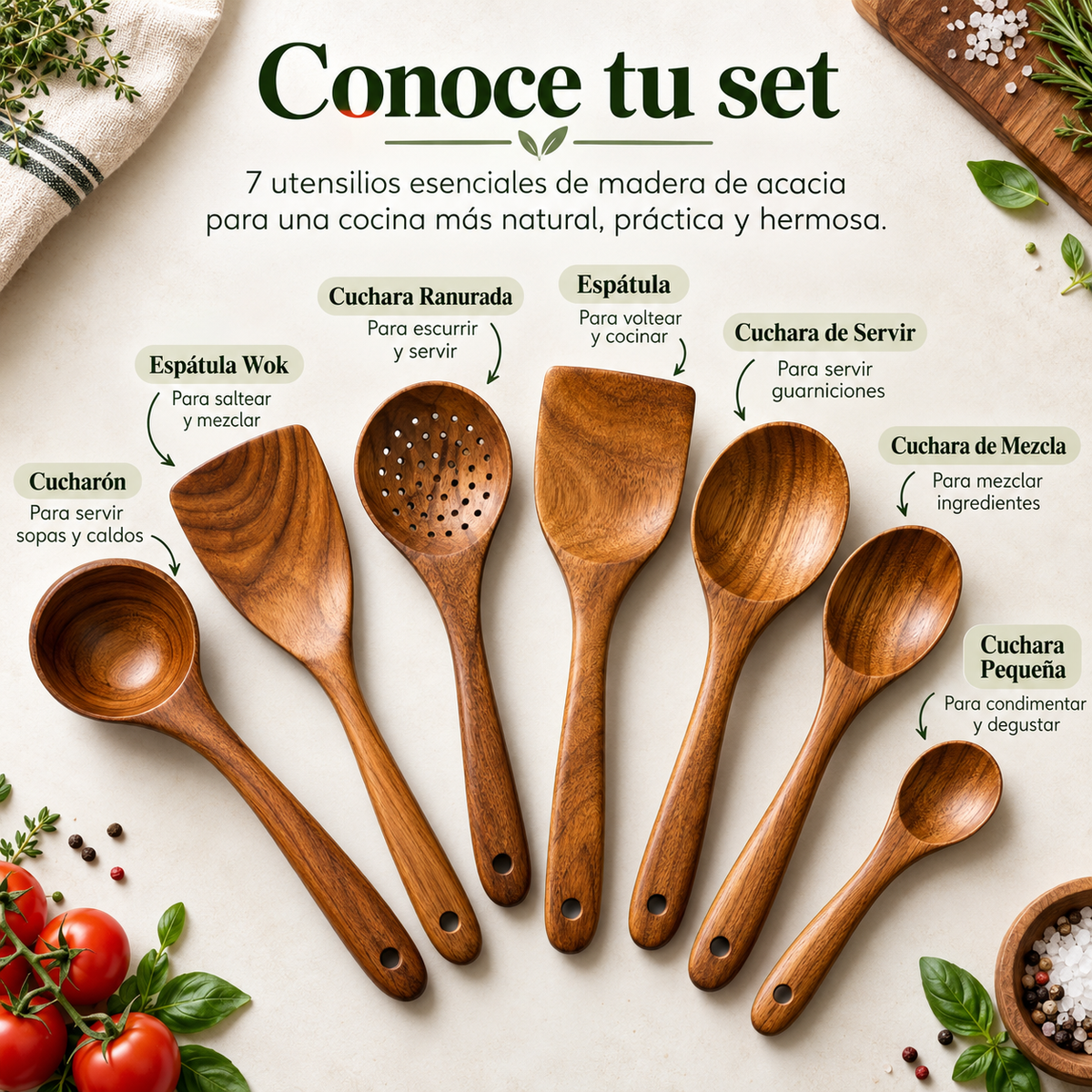 Voranex™ - Set de Utensilios de Acacia